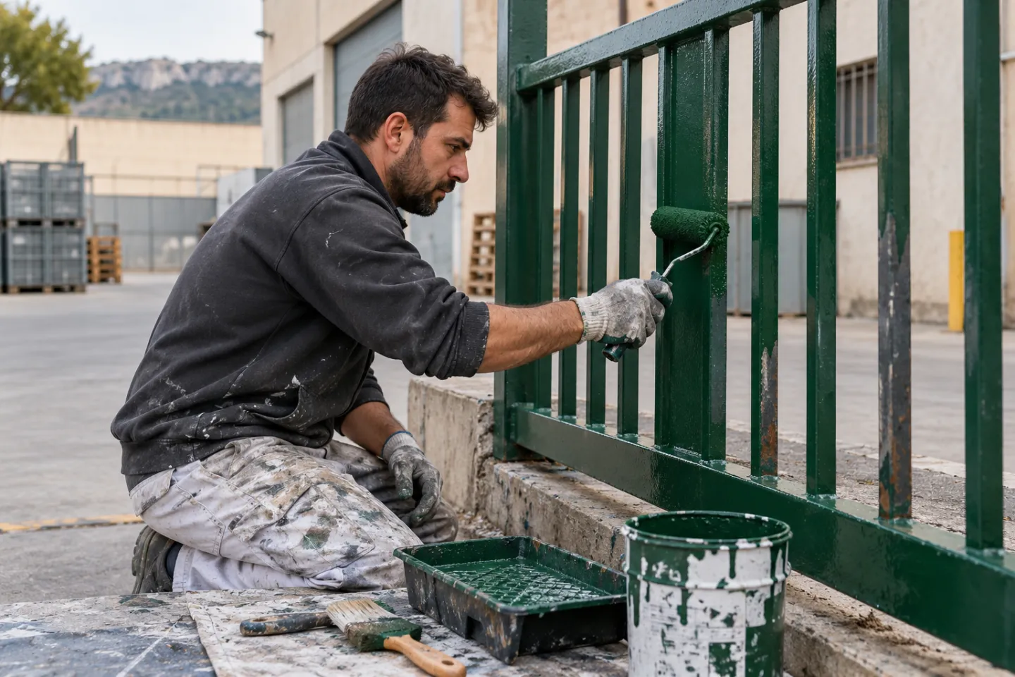 Pintura de una barandilla metálica